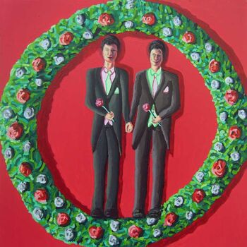 Schilderij getiteld "men Marriage two ga…" door Raphael Perez, Origineel Kunstwerk, Acryl