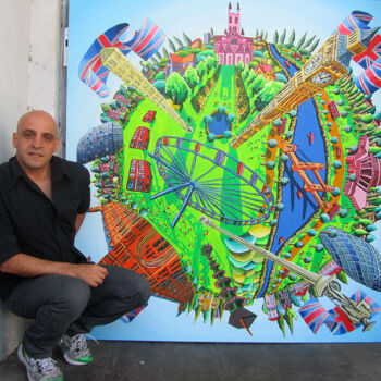 「london city paintin…」というタイトルの絵画 Raphael Perezによって, オリジナルのアートワーク, アクリル