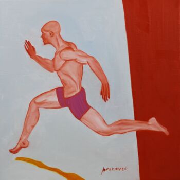 Painting titled "Athlétisme, 3/13, S…" by Raphaël Prenovec, Original Artwork, Oil Mounted on Wood Stretcher frame