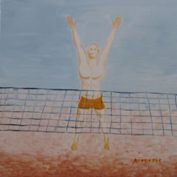 Pintura titulada "Beach-volley, 5/13,…" por Raphaël Prenovec, Obra de arte original, Oleo Montado en Bastidor de camilla de…