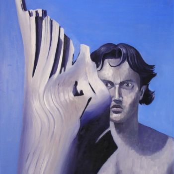 Pintura intitulada "Autoportrait" por Raphaël Roux, Obras de arte originais, Óleo