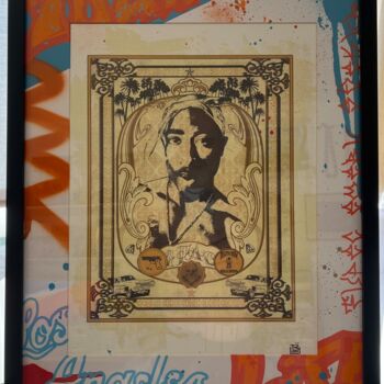 Pittura intitolato "Tribute to Tupac" da Raphael Trigaux (Colorzyourmind), Opera d'arte originale, Lavoro digitale 2D Montat…