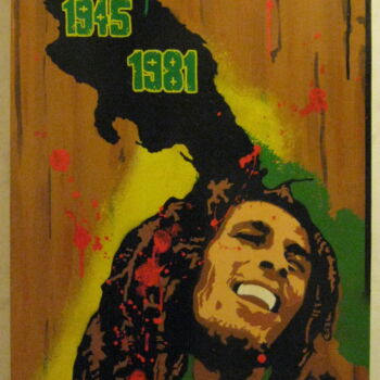 Painting titled "Hommage à Bob Marley" by Raphael Trigaux (Colorzyourmind), Original Artwork, Acrylic Mounted on Wood Stretc…