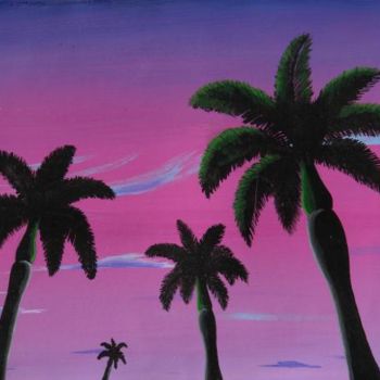 Painting titled "Royal Palms" by Raphael Gottlieb, Original Artwork, Oil