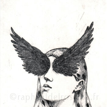 Gravures & estampes intitulée "L'Aveugle" par Raphael Del Rosario, Œuvre d'art originale, Eau-forte