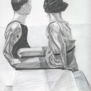 Drawing titled "Le couple" by Florence, Original Artwork
