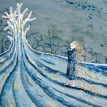 Pittura intitolato "Con frio de invierno" da Raquel Moron Quesada, Opera d'arte originale, Acrilico