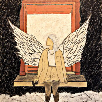 Painting titled "notre ange" by Rara, Original Artwork, Pastel
