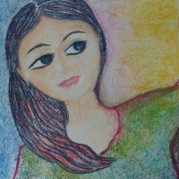 Drawing titled "Sneak peek" by Rashmi Kanchan, Original Artwork, Pastel