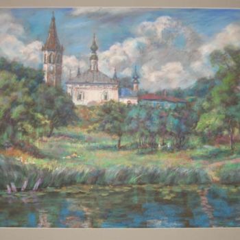 Malerei mit dem Titel "Суздаль.Река Каменк…" von Svetlana Vasileva, Original-Kunstwerk, Öl