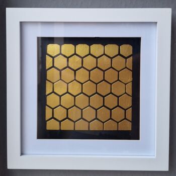 Painting titled "MODERN GOLD" by Rasty Stone, Original Artwork, Acrylic Mounted on Cardboard