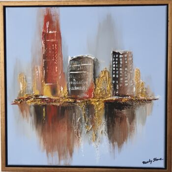 Painting titled "GOLD CITY" by Rasty Stone, Original Artwork, Acrylic Mounted on Wood Stretcher frame