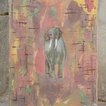 Pittura intitolato "Elephant" da Rachel Humbert, Opera d'arte originale, Olio