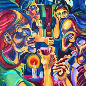 Painting titled "Dinner" by Cecilia Ferreira, Original Artwork, Oil