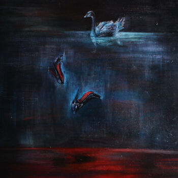 Painting titled "Journey (Swan)" by Cecilia Ferreira, Original Artwork, Oil
