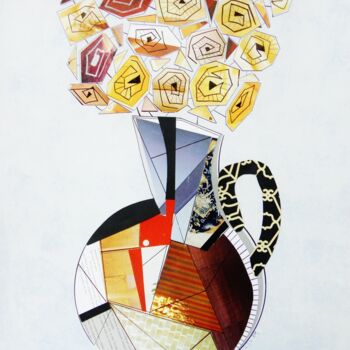 Collages intitolato "" JARRÒN CON FLORES…" da Raùl Àlvarez Salàs, Opera d'arte originale, Ritagli