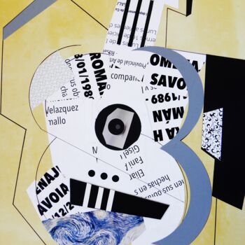Collages intitolato "" GUITARE "  (nº2)" da Raùl Àlvarez Salàs, Opera d'arte originale, Ritagli