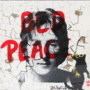Painting titled "Tribute to Banksy" by Raul Blisniuk, Original Artwork, Acrylic Mounted on Wood Panel