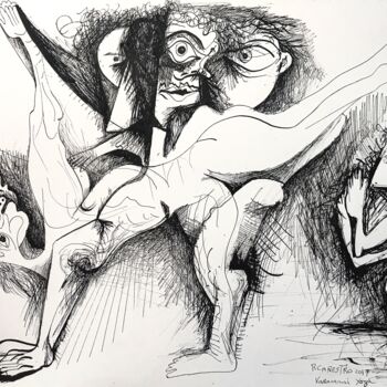 "VARANASI YOGA" başlıklı Tablo Raul Cañestro Caballero tarafından, Orijinal sanat, Mürekkep