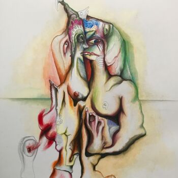 Painting titled "PSICODELIA EN EL AS…" by Raul Cañestro Caballero, Original Artwork, Ink