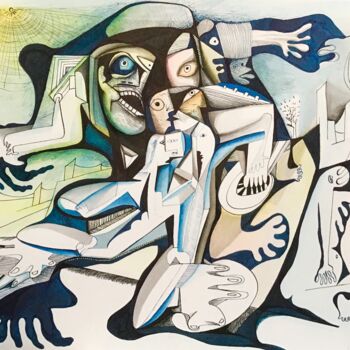 Pintura titulada "LA MURALLA" por Raul Cañestro Caballero, Obra de arte original, Tinta
