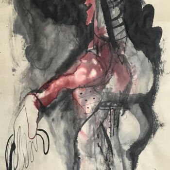 Schilderij getiteld "EL ANCIANO" door Raul Cañestro Caballero, Origineel Kunstwerk, Inkt