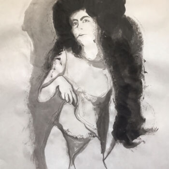 Malerei mit dem Titel "MUCHACHA MORENA" von Raul Cañestro Caballero, Original-Kunstwerk, Tinte