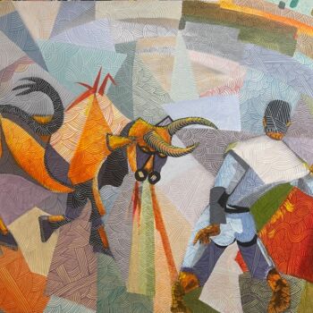 Картина под названием "Matador" - Raúl Rubio, Подлинное произведение искусства, Масло Установлен на Деревянная рама для носи…