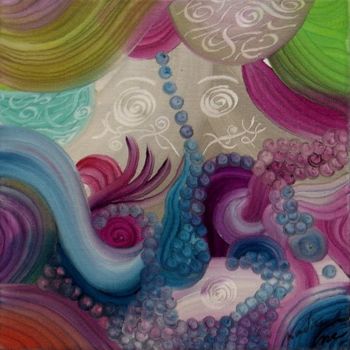 Painting titled "vagues à l'âme" by Nadine Ravalard, Original Artwork