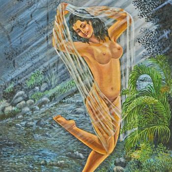 Painting titled "nude women" by Ravi Poduri, Original Artwork, Oil