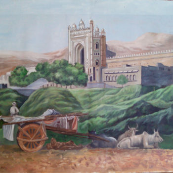 Painting titled "fatehpur sikri" by Ravi Poduri, Original Artwork, Oil