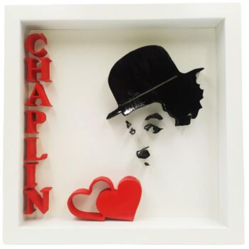 Sculpture titled "CHAPLIN" by Ravi, Original Artwork, Wood Mounted on Wood Panel