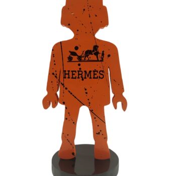 Sculptuur getiteld "PLAYMO HERMES" door Ravi, Origineel Kunstwerk, Hout
