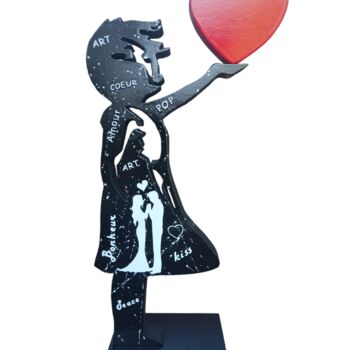 Escultura titulada "BANKSYWOOD COUPLE A…" por Ravi, Obra de arte original, Madera
