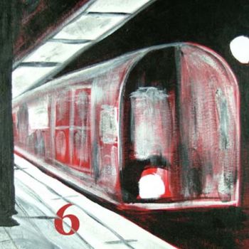 Pintura intitulada "Red Rail NYC" por Outsider Artist, Obras de arte originais