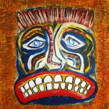 Painting titled "Mask" by Outsider Artist, Original Artwork, Oil