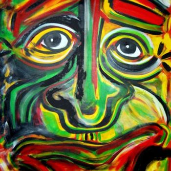 Ζωγραφική με τίτλο "October Face" από Outsider Artist, Αυθεντικά έργα τέχνης, Λάδι