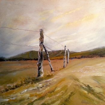 Painting titled "The Old Fence yr-he…" by Ray Burnell, Original Artwork, Oil