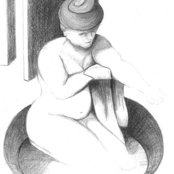 Dessin intitulée "Woman in Tub - afte…" par Ray Garcia, Œuvre d'art originale