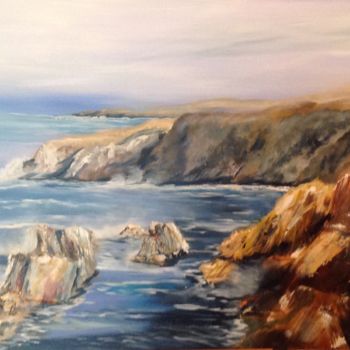 Painting titled "Les grandes falaises" by Raymonde Etcharry, Original Artwork, Oil