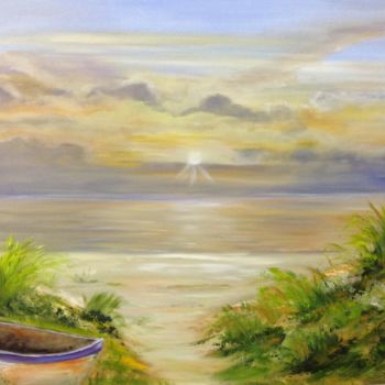 Painting titled "La vieille barque" by Raymonde Etcharry, Original Artwork, Oil