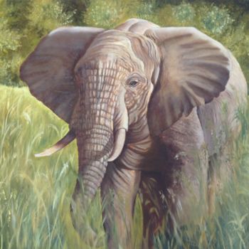 Pintura titulada "L'éléphant" por Raymonde Etcharry, Obra de arte original, Oleo