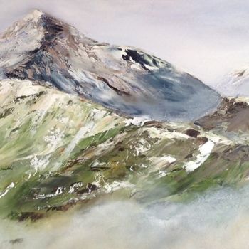 Painting titled "La montagne" by Raymonde Etcharry, Original Artwork, Oil