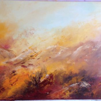 Painting titled "La montagne enflamm…" by Raymonde Etcharry, Original Artwork, Oil