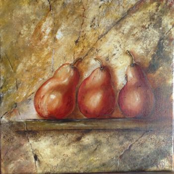 Painting titled "Les trois poires" by Raymonde Etcharry, Original Artwork, Oil