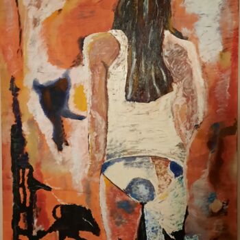 Картина под названием "la jeune fille au m…" - Raymond Delafosse, Подлинное произведение искусства, Масло Установлен на Дере…