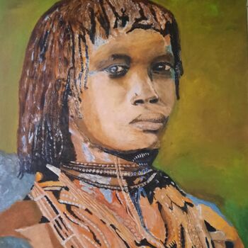 Painting titled "RASTA" by Raymond Delafosse, Original Artwork, Oil Mounted on Wood Stretcher frame