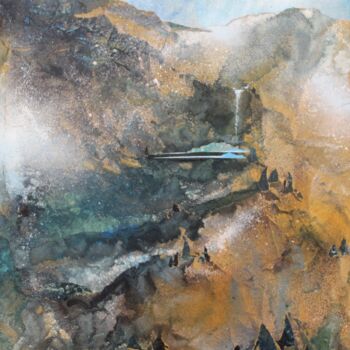 Peinture intitulée "La cascade" par Raymond Guibert, Œuvre d'art originale, Aquarelle