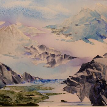 Painting titled "Douceurs alpines n°2" by Raymond Guibert, Original Artwork, Watercolor