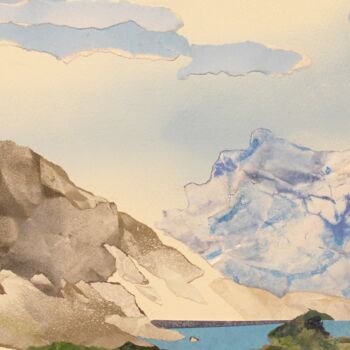 Peinture intitulée "Le grand massif n° 1" par Raymond Guibert, Œuvre d'art originale, Aquarelle